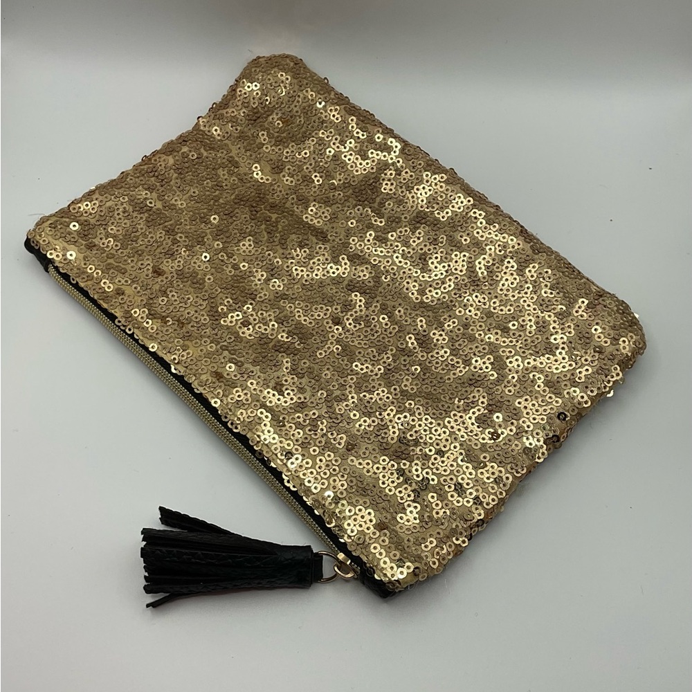 ipsy Gold and Black Sequin Cosmetic Bag